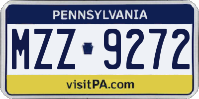 PA license plate MZZ9272