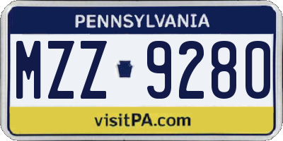PA license plate MZZ9280