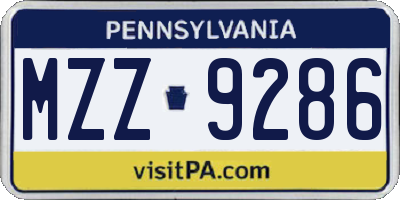 PA license plate MZZ9286