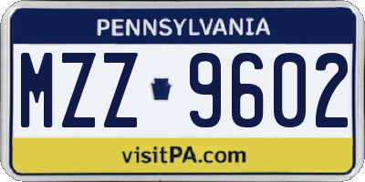 PA license plate MZZ9602