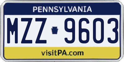 PA license plate MZZ9603