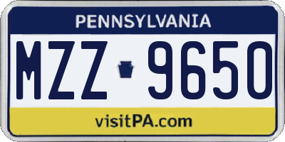PA license plate MZZ9650