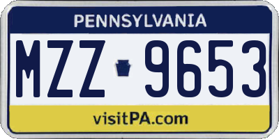 PA license plate MZZ9653