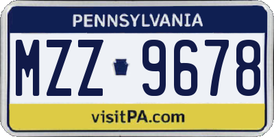 PA license plate MZZ9678