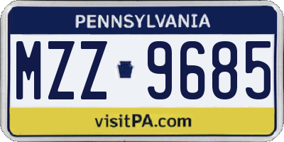 PA license plate MZZ9685