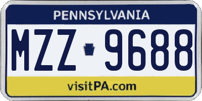 PA license plate MZZ9688