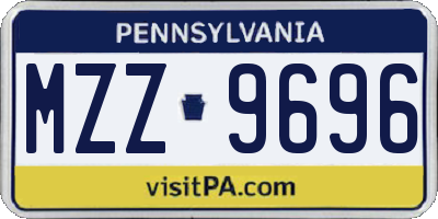 PA license plate MZZ9696