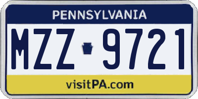 PA license plate MZZ9721