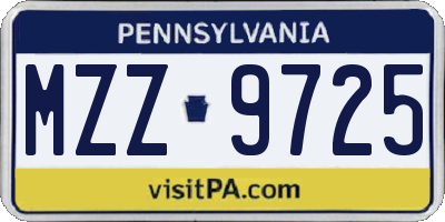 PA license plate MZZ9725