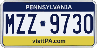 PA license plate MZZ9730