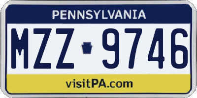 PA license plate MZZ9746