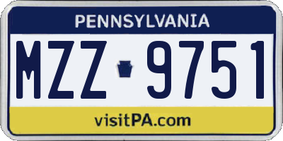 PA license plate MZZ9751