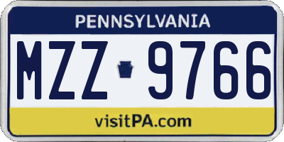PA license plate MZZ9766