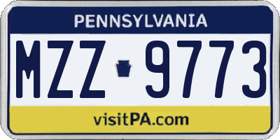 PA license plate MZZ9773