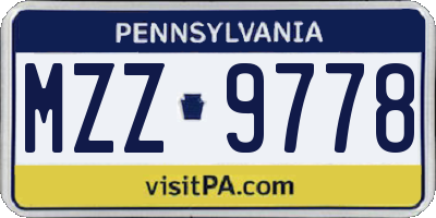 PA license plate MZZ9778