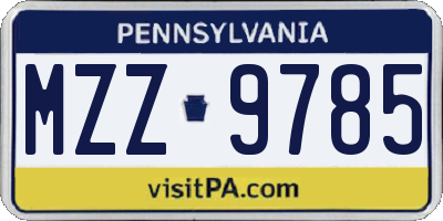 PA license plate MZZ9785