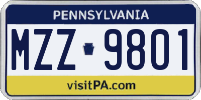 PA license plate MZZ9801