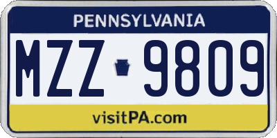 PA license plate MZZ9809