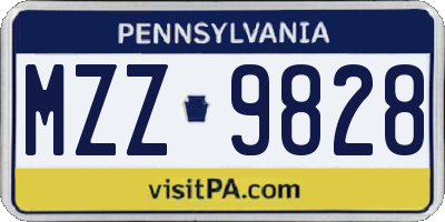 PA license plate MZZ9828
