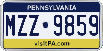 PA license plate MZZ9859