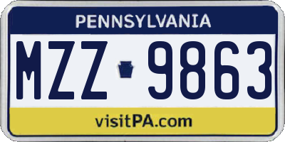 PA license plate MZZ9863