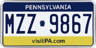 PA license plate MZZ9867