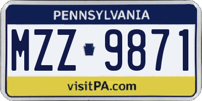 PA license plate MZZ9871