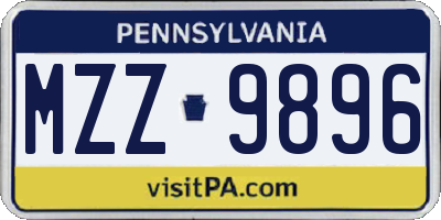 PA license plate MZZ9896