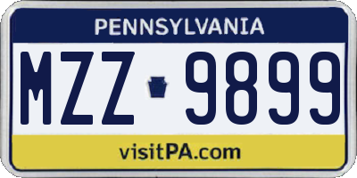 PA license plate MZZ9899