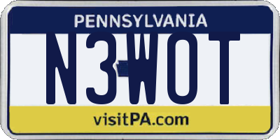 PA license plate N3WOT