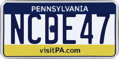 PA license plate NCDE47
