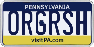 PA license plate ORGRSH