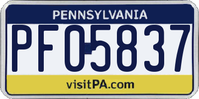 PA license plate PF05837