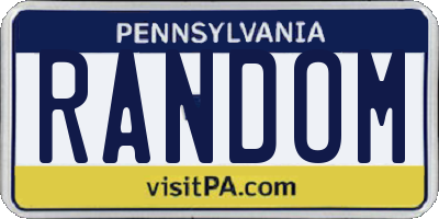 PA license plate RANDOM