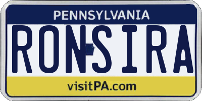 PA license plate RONSIRA