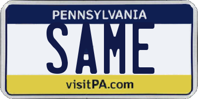 PA license plate SAME