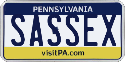 PA license plate SASSEX