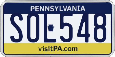 PA license plate SOL548