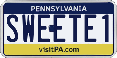 PA license plate SWEETE1