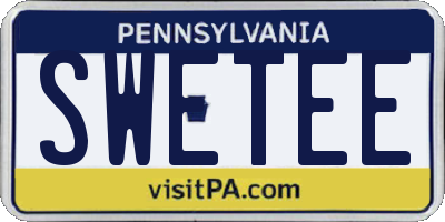 PA license plate SWETEE