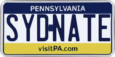 PA license plate SYDNATE