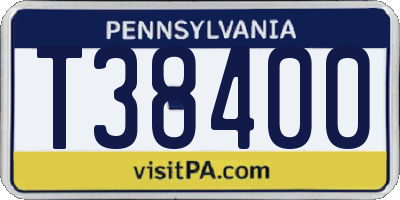 PA license plate T38400