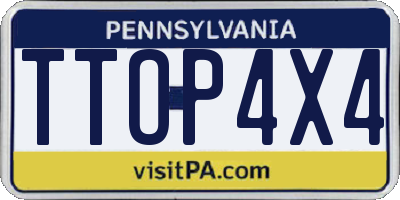 PA license plate TTOP4X4