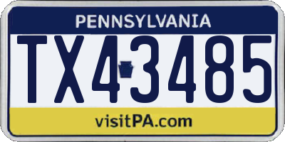 PA license plate TX43485