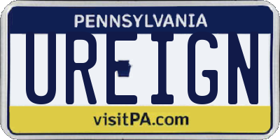 PA license plate UREIGN