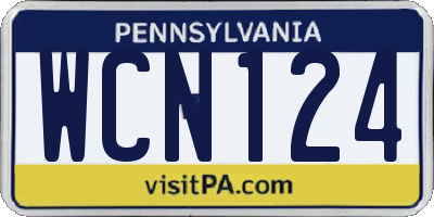 PA license plate WCN124