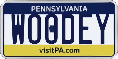 PA license plate WOODEY