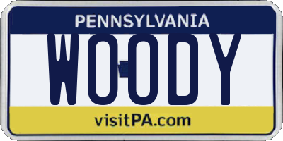 PA license plate WOODY