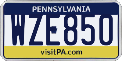 PA license plate WZE850