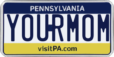 PA license plate YOURMOM